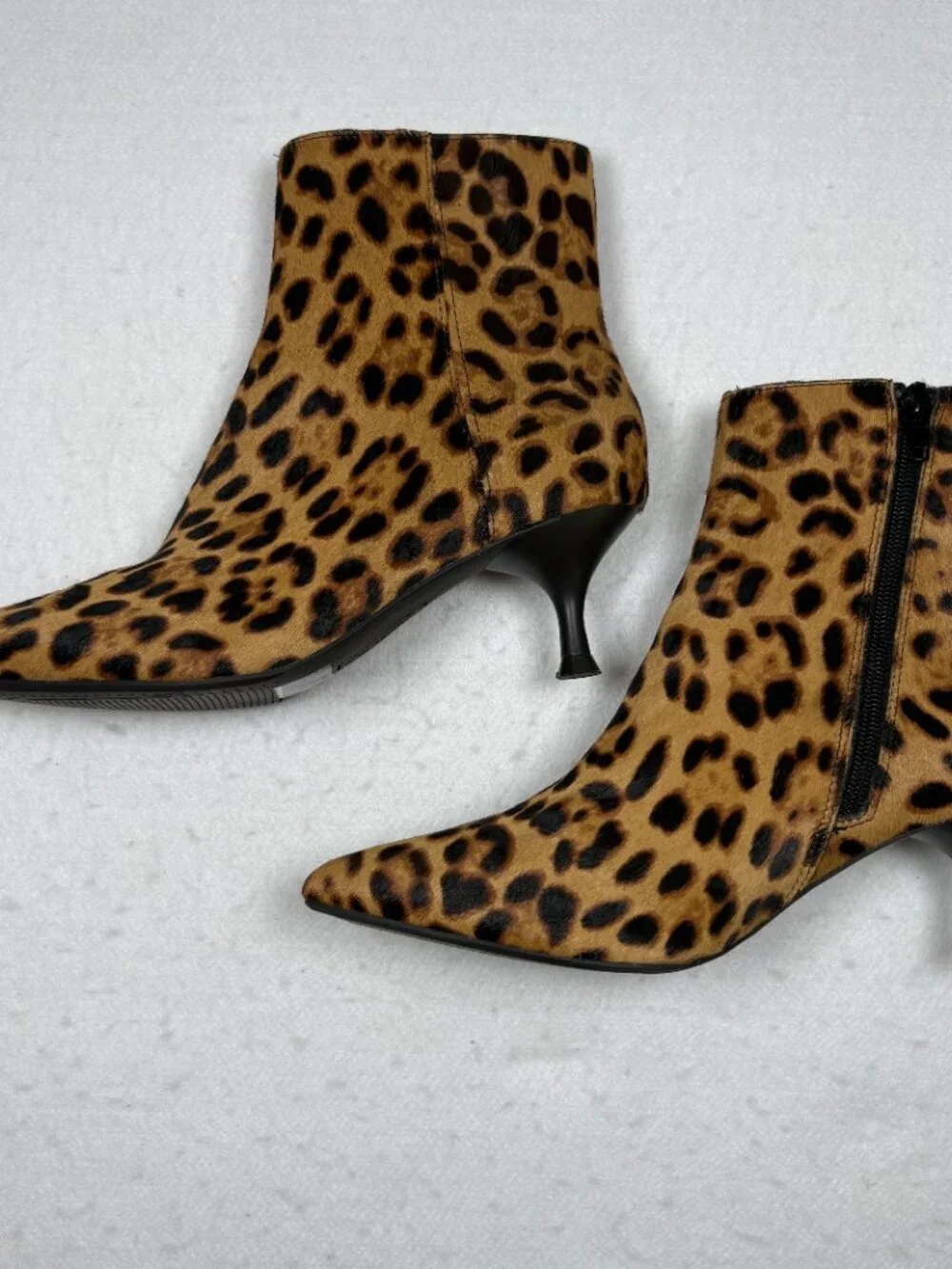 Rachel Zoe Leopard Pointed Toe Kitten Heel Ankle Boots Office Siren Mob Wife 7
